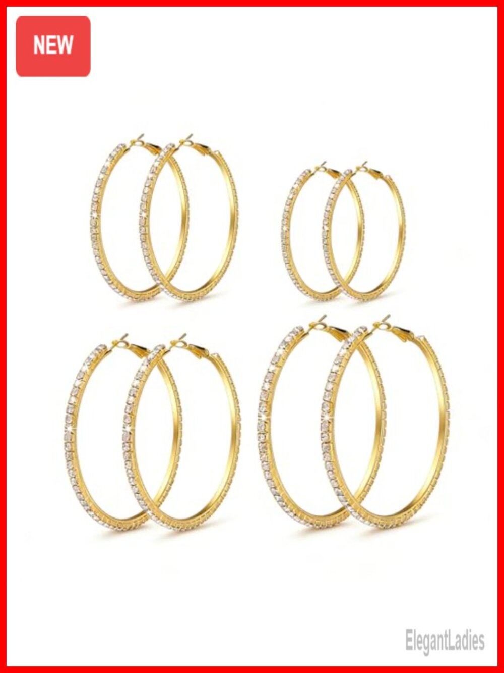 14k Gold Plated Hypoallergenic Hoop Earrings Set for Women